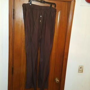 Brown linen blend dress pants